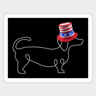 Wiener Dog Wearing Patriotic Hat Sticker